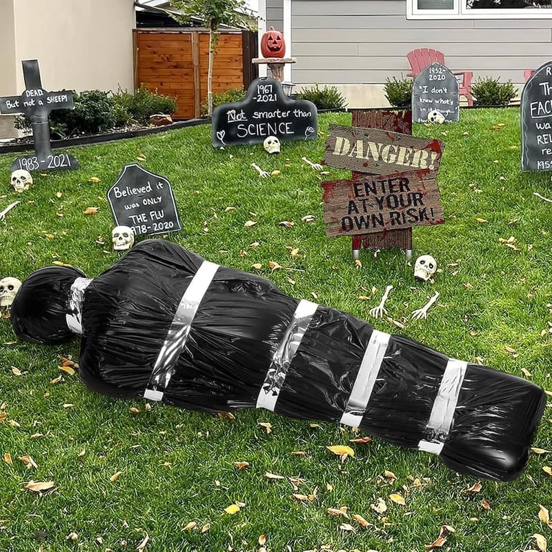 Halloween Aufblasbarer Leichensack mit Hanfseil und Pumpe