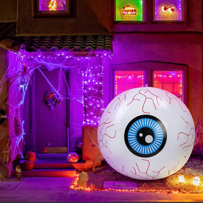 Aufblasbarer Grusel-Augapfel für Halloween-Deko im Garten