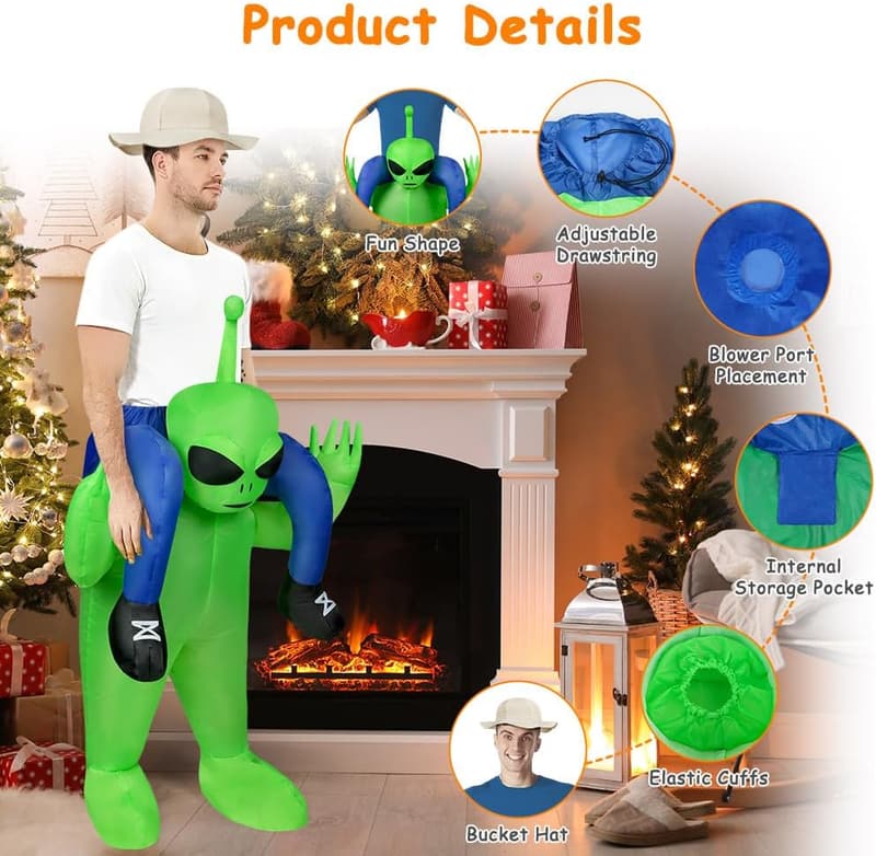 Grünes Aufblasbares Alien Kostüm für Karneval und Halloween