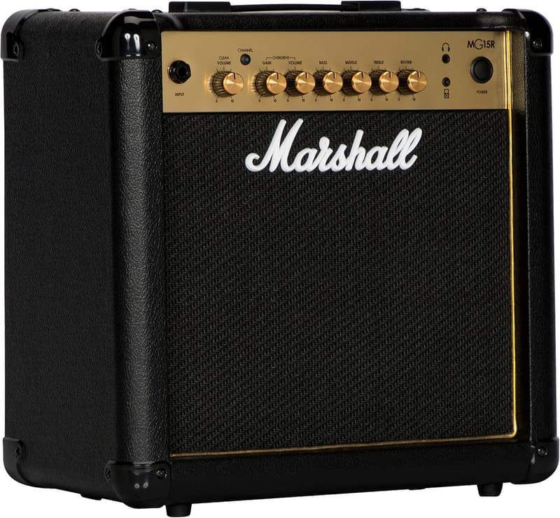 Marshall MG15GR E-Gitarren-Combo-Verstärker mit Reverb – Schwarz und Gold