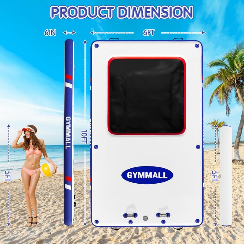 Aufblasbares Dock für Erwachsene mit Leiter – tragbar für Pool und Strand, 300 cm, rot-blau