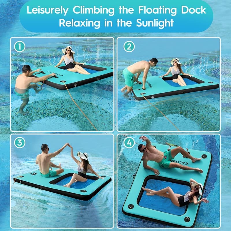 Aufblasbares Schwimmdock für Erwachsene mit abnehmbarer Leiter