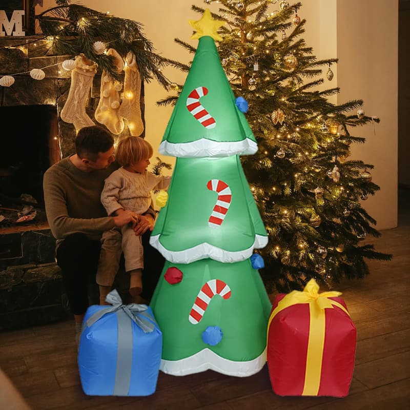 Aufblasbarer Weihnachtsbaum 6FT mit LED und Geschenkboxen für Gartenparty