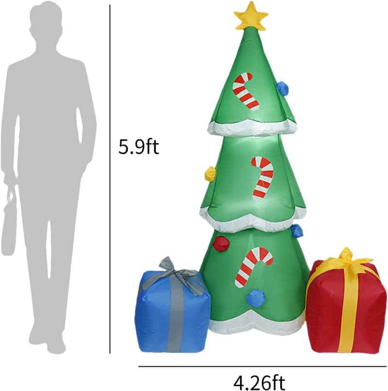 Aufblasbarer Weihnachtsbaum 6FT mit LED und Geschenkboxen für Gartenparty
