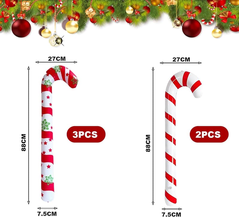 Aufblasbare Weihnachtskugeln 5er-Set 87 cm für Außenbereich