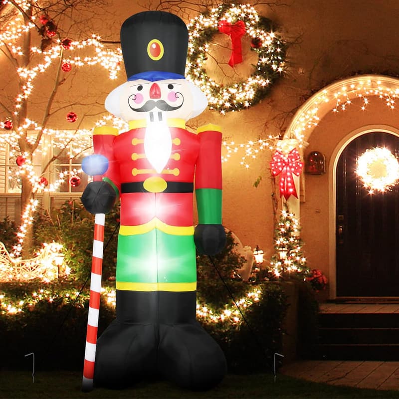 Aufblasbarer Nussknacker Soldat mit LED, Weihnachtsdeko für Garten & Zuhause