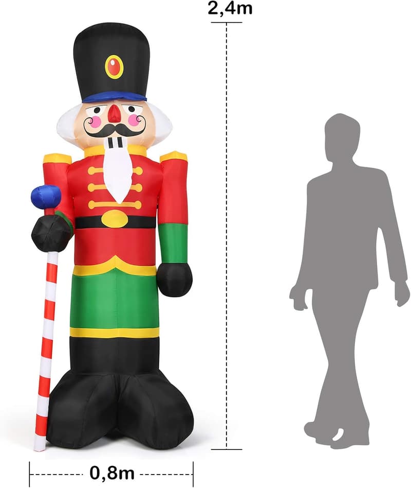 Aufblasbarer Nussknacker Soldat mit LED, Weihnachtsdeko für Garten & Zuhause