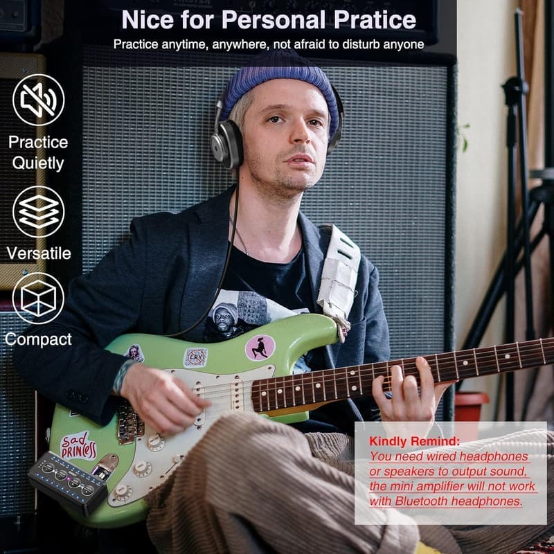 Wiederaufladbarer Mini-Gitarrenverstärker mit Effekten für Musiker