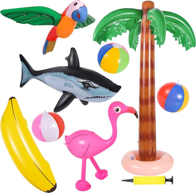 Aufblasbares Palmen-Spielzeugset für Sommerpartys - 9 Teile