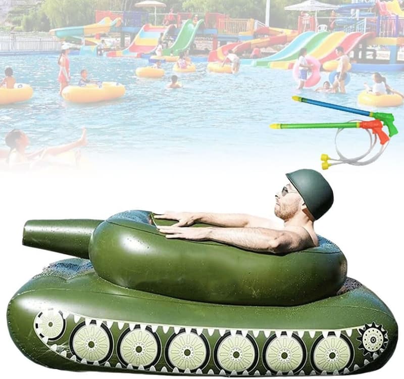 Aufblasbarer Panzer-Schwimmkörper für Kinder und Erwachsene mit Wasserpistole