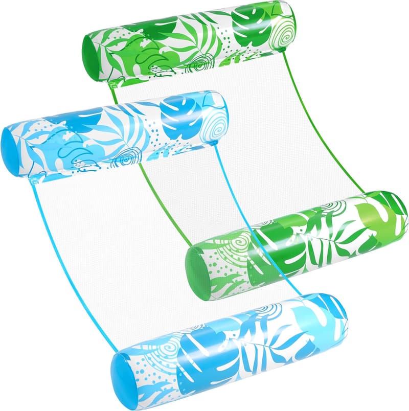 2er Set Aufblasbare Wasser-Hängematten für Erwachsene, PVC, 4-in-1