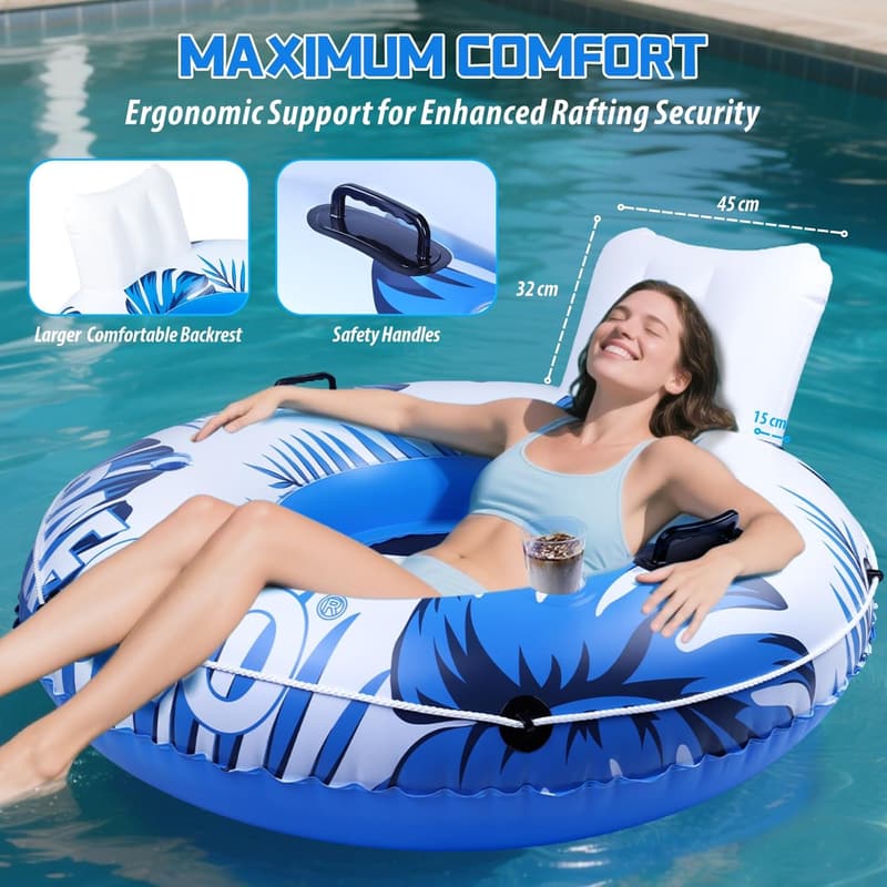 Aufblasbarer Schwimmsessel für Erwachsene mit Getränkehaltern, 135 cm
