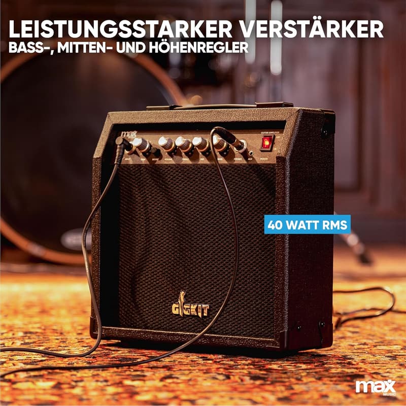 Kompakter 40W Mini-Gitarrenverstärker mit Kopfhörer-Anschluss - Schwarz
