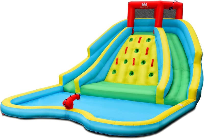 Aufblasbare Hüpfburg mit Wasserrutschen und Kletterwand für Kinder