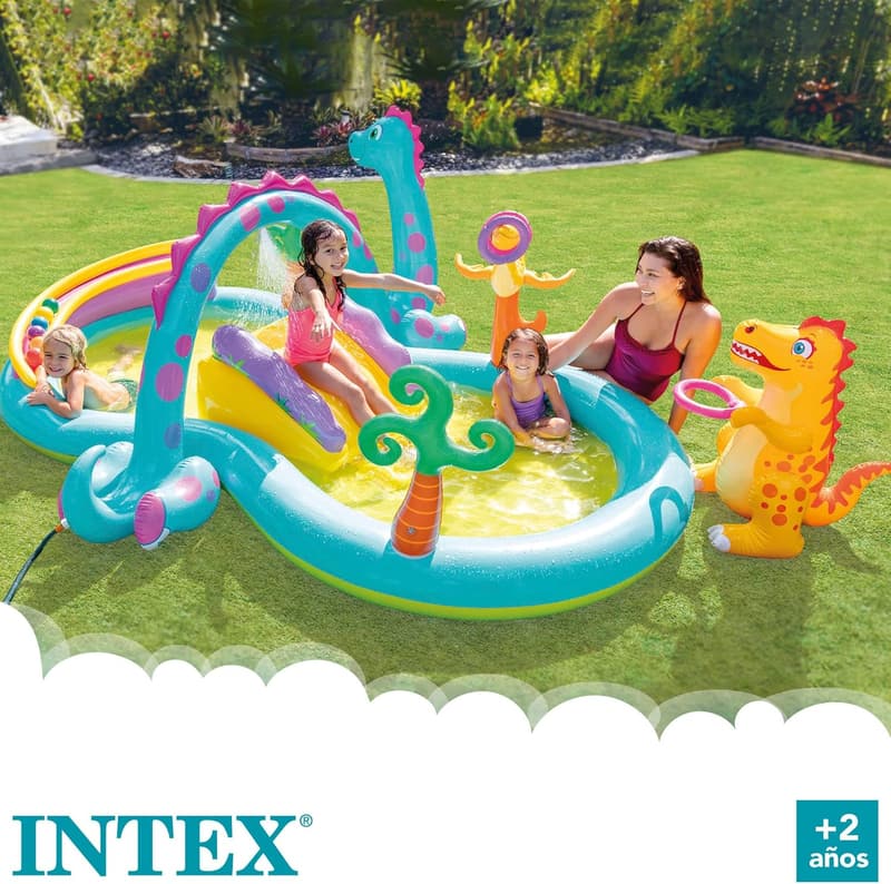 Intex Dinoland Aufblasbares Wasserspielzentrum für Kinder, 333x229 cm