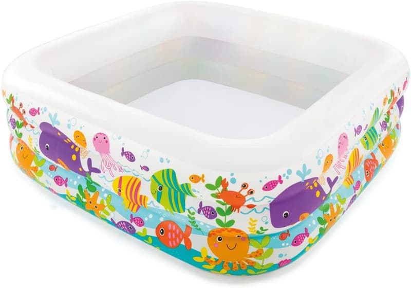 Aufblasbarer Mehrfarbiger Aquarium-Pool aus Vinyl, 159x159x50 cm