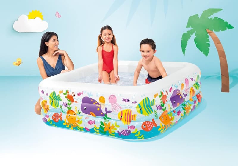 Aufblasbarer Mehrfarbiger Aquarium-Pool aus Vinyl, 159x159x50 cm