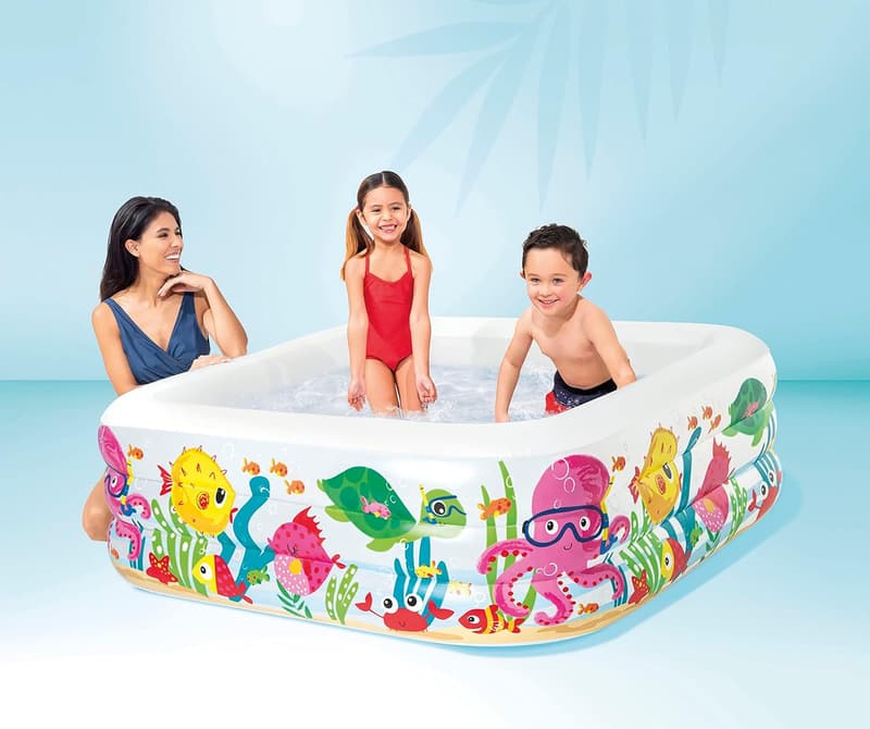 Aufblasbarer Mehrfarbiger Aquarium-Pool aus Vinyl, 159x159x50 cm