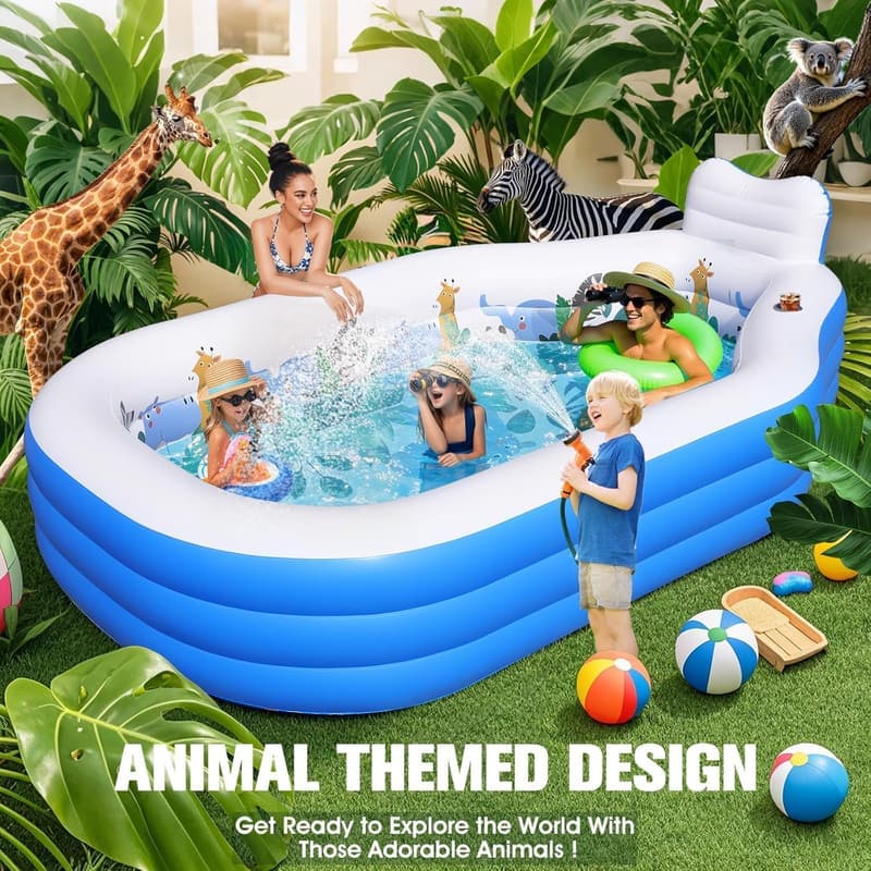 Aufblasbarer Familienpool 320x190cm mit Sitzbank für den Sommer