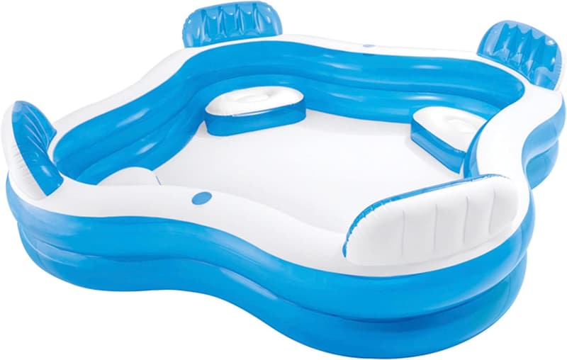 Aufblasbarer Familienpool Quadrat, 229x229x66 cm, 4 Sitze, Mehrfarbig
