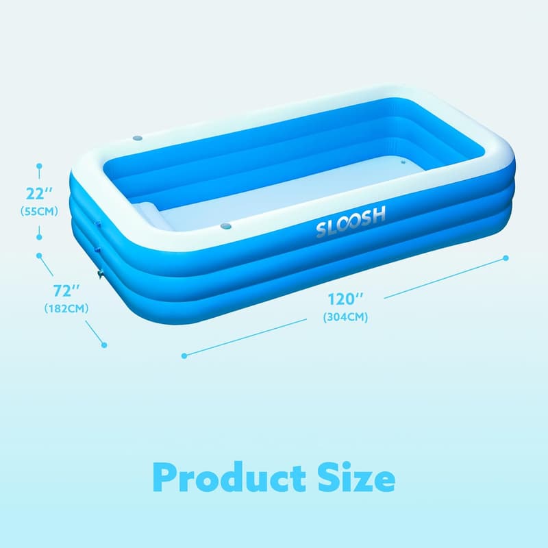 Verdickter Aufstellpool für Familien, 304,8 x 182,8 x 55,8 cm, Blau