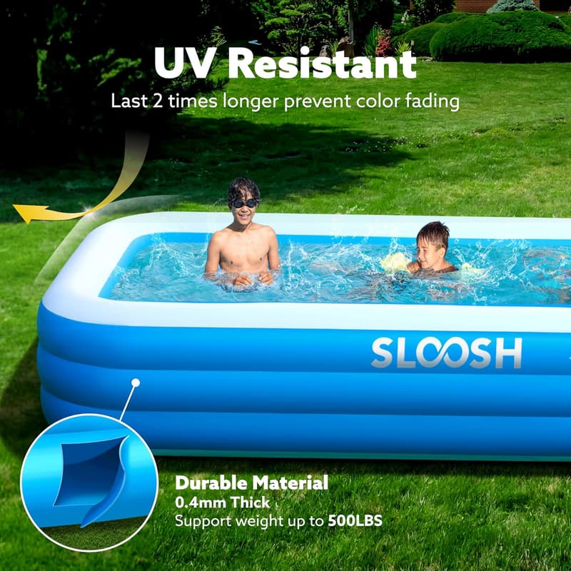 Verdickter Aufstellpool für Familien, 304,8 x 182,8 x 55,8 cm, Blau