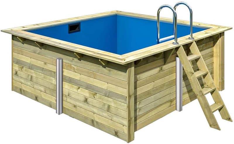 Holzpool Komplett-Set inkl. Sandfilteranlage und Zubehör (5,30 x 3,50 x 1,24 m)