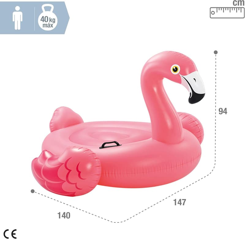 Aufblasbares Reittier Flamingo aus Vinyl, 147x140x94 cm
