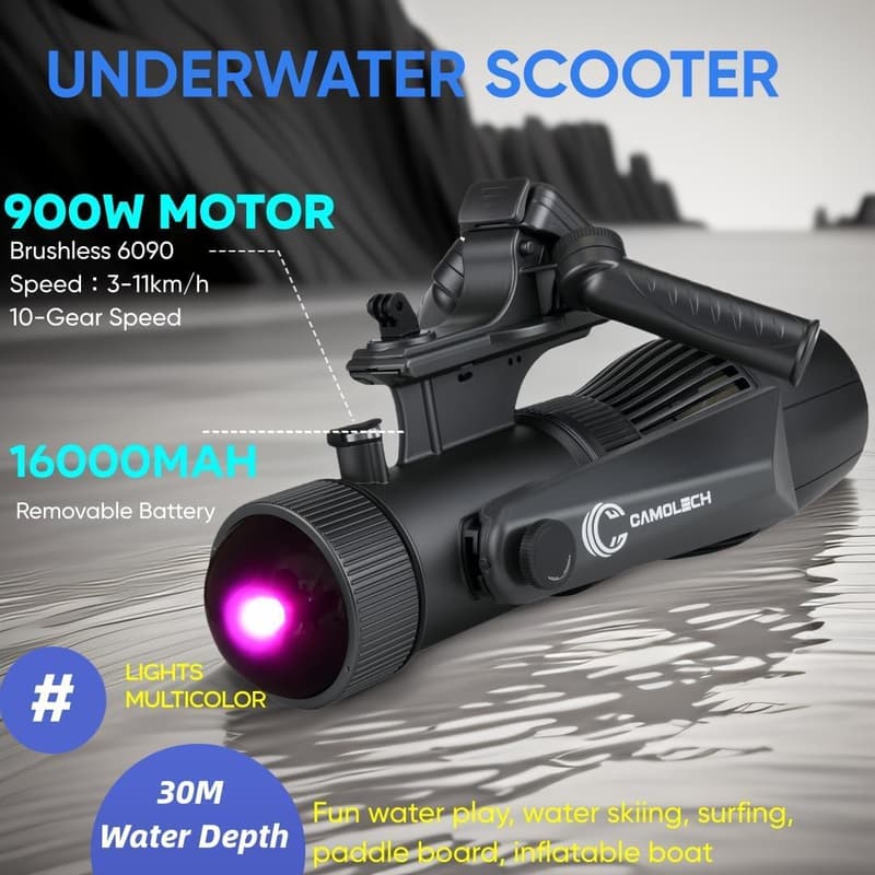 Camolech Unterwasserpropeller 900 W für SUP, Kajak & Surfen - 30 m wasserdicht