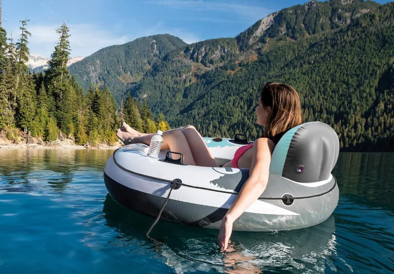 Intex 58837EP River Run 2 Schwimmende Lounge für 2 Personen mit Getränkehaltern