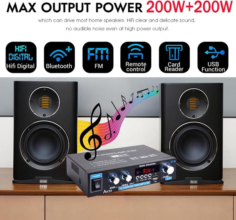 WOOPKER AK35 Bluetooth HiFi Mini-Verstärker für Heimkino