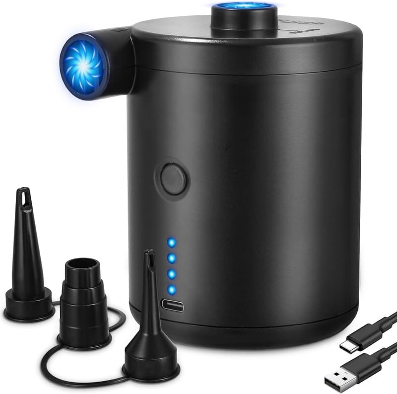Zaxiva Tragbare Elektrische Luftpumpe mit 4000mAh Akku, Mini für Luftmatratzen und Spielzeug