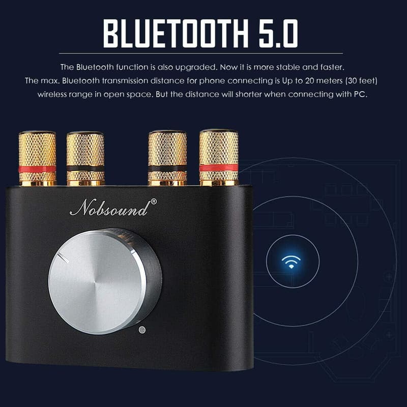 Nobsound Mini Bluetooth 5.0 HiFi Stereo Verstärker 50W×2 schwarz