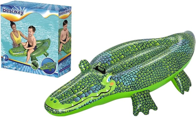Krokodil-Schwimmring aus Vinyl - 153 cm - Aufblasbar für Kinder ab 3 Jahren