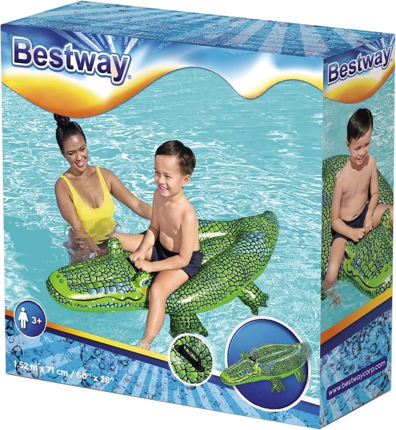 Krokodil-Schwimmring aus Vinyl - 153 cm - Aufblasbar für Kinder ab 3 Jahren