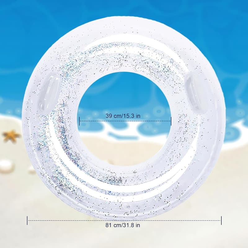 Glitzernder Schwimmring für Erwachsene – Aufblasbarer Poolreifen in Gold