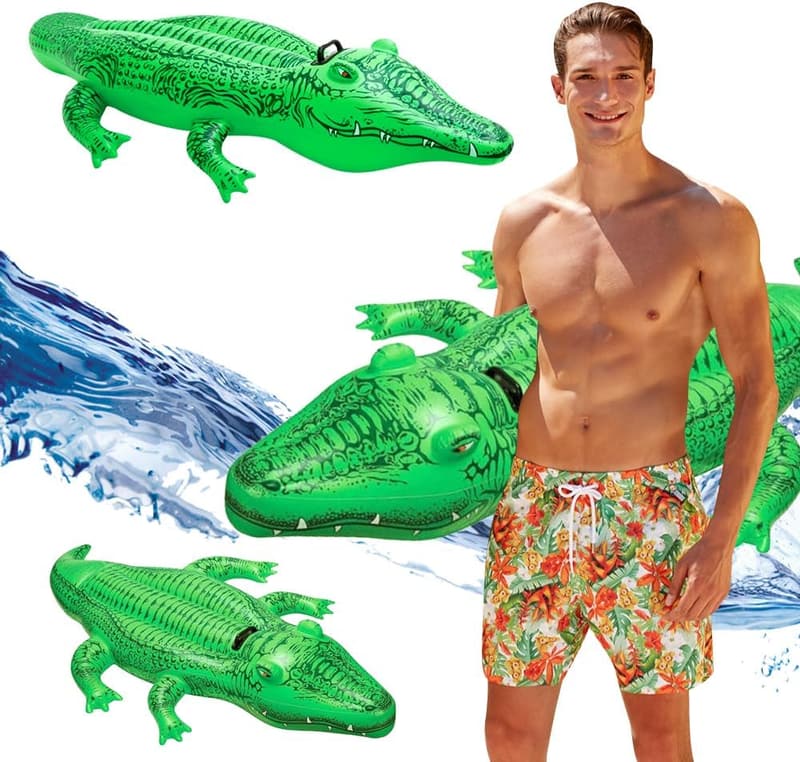 Aufblasbares Krokodil für Kinder, ideal für Sommer Poolpartys, grün
