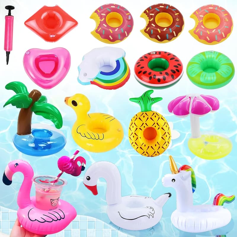 Aufblasbare Flamingo und Palme Getränkehalter für Poolpartys – 15 Stück
