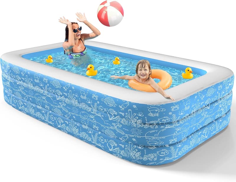 Aufblasbares Familien-Schwimmbecken 200 x 132 x 51 cm für Garten und Innenbereich