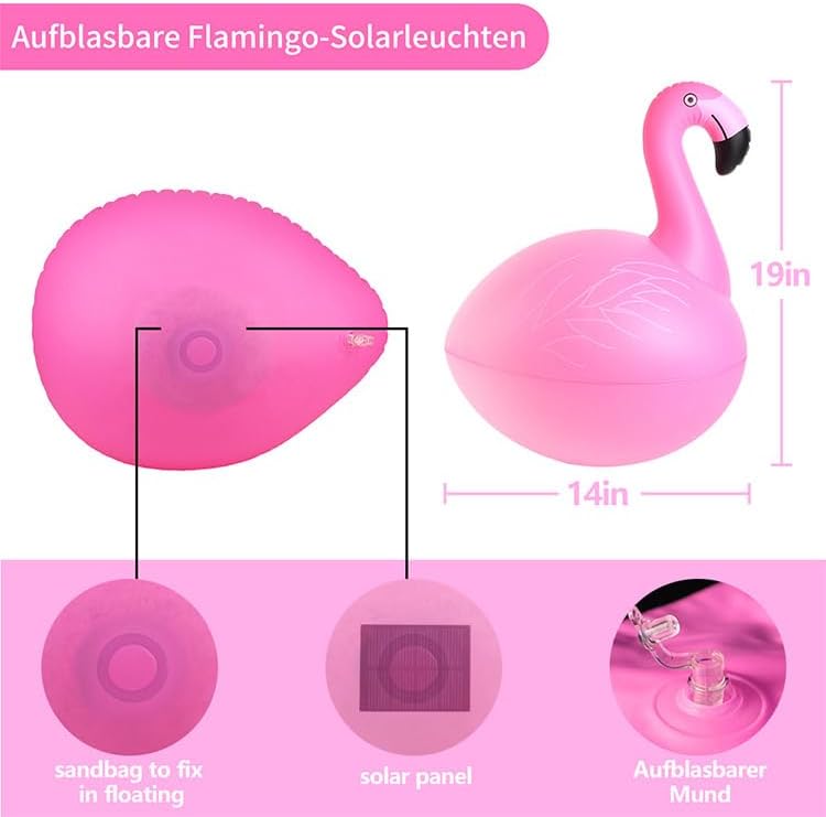 Aufblasbare LED-Solarlampe „Ente“ für Garten & Teich, IP68