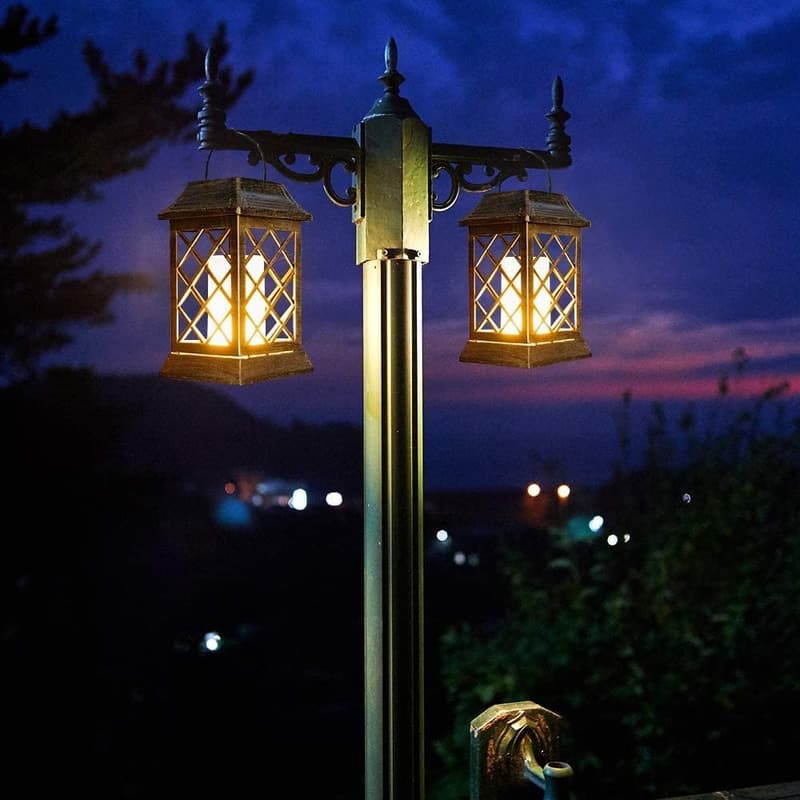 Solar Gartenlaterne aus Metall mit Flammeneffekt – 2er Set, wasserdicht, für Party und Gartendekoration