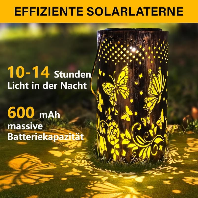 Wetterfeste Solarlaterne für Außendekoration im Garten