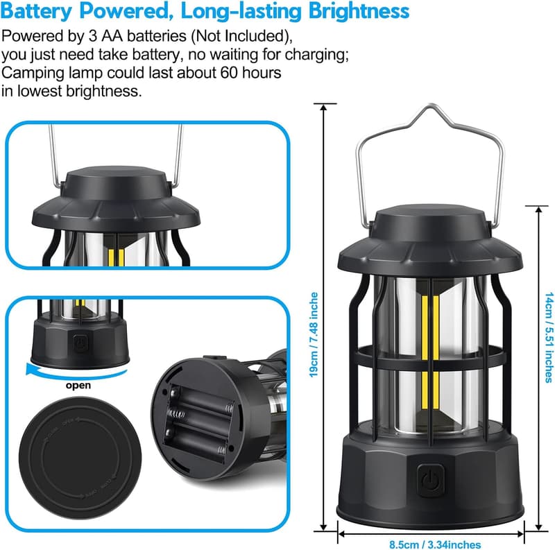 Tragbare LED Campinglampe 2er Set, dimmbar, IPX4 wasserdicht