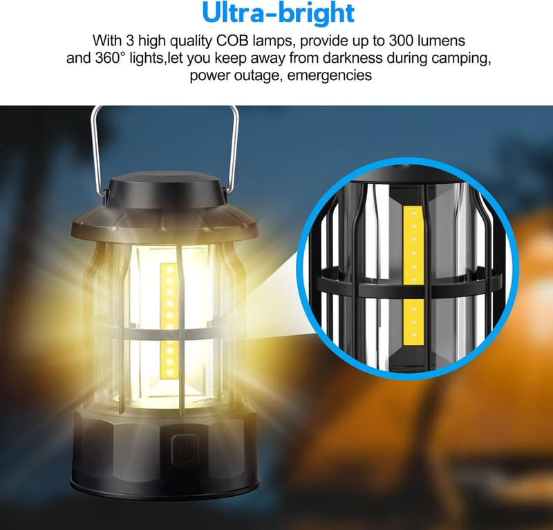 Tragbare LED Campinglampe 2er Set, dimmbar, IPX4 wasserdicht