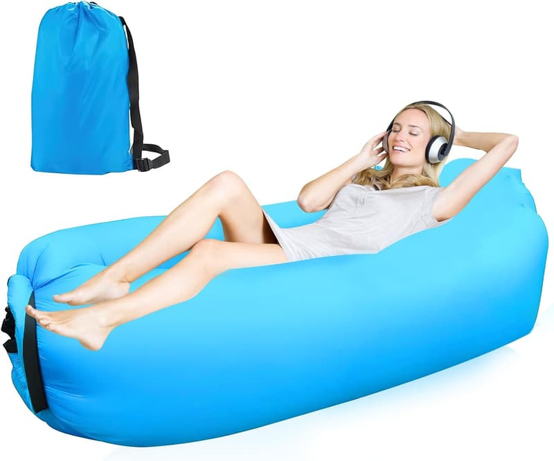 FainFun Aufblasbarer Sitzsack 200x70cm für Outdoor-Aktivitäten, Blau