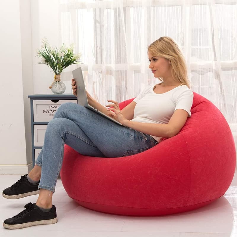 Aufblasbares Gaming-Sessel aus Plüsch für Innen und Garten, rot