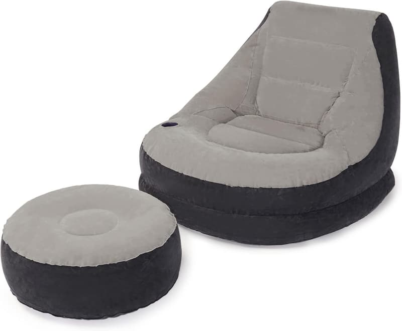 Aufblasbarer Lounge-Sessel aus Vinyl in Grau, 99 x 130 x 76 cm