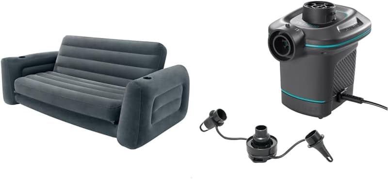 Intex Schlafcouch inkl. Quick-Fill elektrische Pumpe, hellgrau, 203 x 231 cm