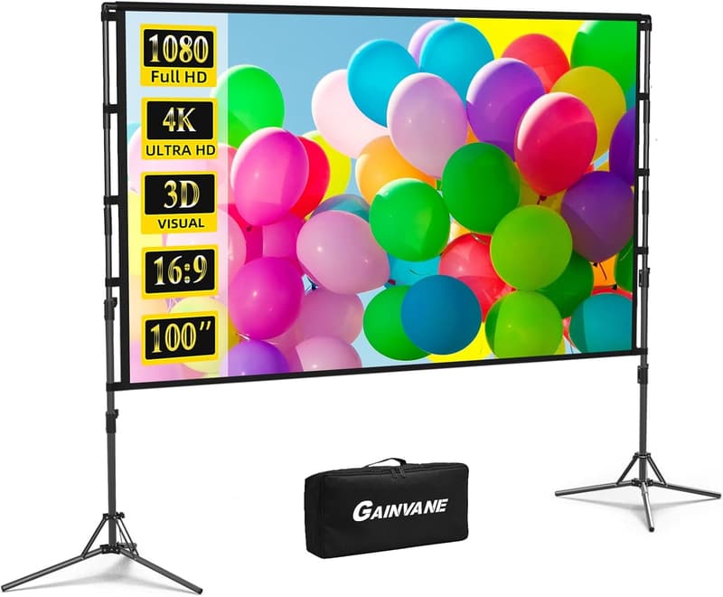 GAINVANE 100 Zoll HD Projektionsleinwand für drinnen und draußen
