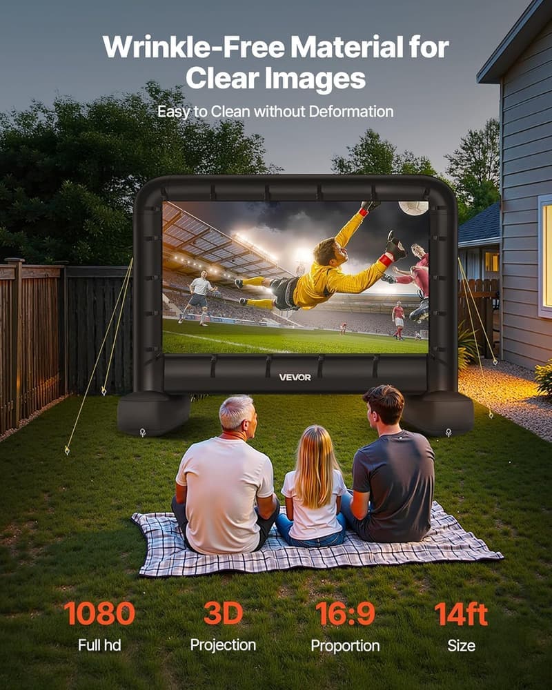 Aufblasbare 16:9 Filmleinwand für Heimkino und Mottoparty, 600D
